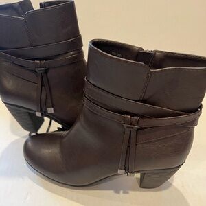 Madeline Girl 10M Olga Dark Brown Ankle Booties with Accent Wrapping